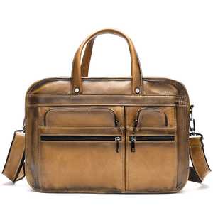Professionnel personnalisé en cuir véritable mallette pour ordinateur portable sac de messager fermeture éclair personnalisable couleur Logo Durable résistant à l'eau - Product Image 1
