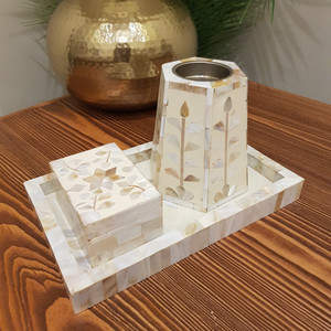 Quemador de incienso mubkhar con incrustación de perla Madre, juego de estilo prémium con bandeja para el Eid de ramadán de Vietnam, nuevo diseño - Product Image 3