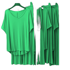 Ensemble de pyjamas en coton spandex pour femmes, haut à col en V, coupe ample, vêtements de nuit à col en V et peau extensible, pyjama féminin - Product Image 5