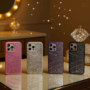 Étui de protection antichoc en TPU+PC avec diamants et paillettes en relief de luxe pour 16 Pro - Product Image 2