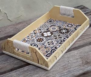 Plateau de service en bois imprimé fait à la main, écologique, le plus vendu, avec poignées pour servir facilement les aliments et les boissons, provenant d'un fournisseur indien - Product Image 2