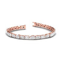 Bracelet ouvert en diamant cultivé en laboratoire certifié IGI, multi-formes, en or jaune/blanc/rose 18 carats