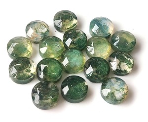 Doble de ágata de musgo natural, 4mm-8mm, corte redondo de rosa, Parte posterior plana, ágata de musgo suelta, piedras preciosas hechas a mano de alta calidad para la fabricación de joyas - Product Image 6