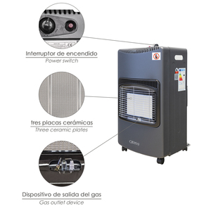 Stufa a Gas Infrarossi in Ceramica 4,5 kW Pieghevole. 3 Potenze, con Ruote, Accensione Piezoelettrica - Product Image 3