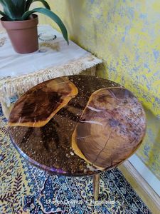 Table de salle à manger moderne en résine époxy avec finition noyer Plateau en bois industriel pour meubles de salle à manger - Product Image 3