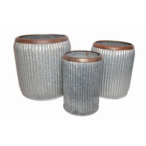 Maceta de suelo multiusos galvanizada de diseño contemporáneo y elegante personalizable, nueva decoración de jardín para el hogar, pantalla de maceta con logotipo hecho a mano - Product Image 1