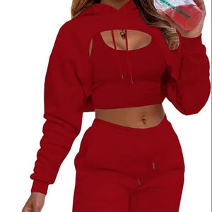 Top corto personalizado de alta calidad a la moda para mujer y pantalones de correr para estilo callejero - Product Image 1