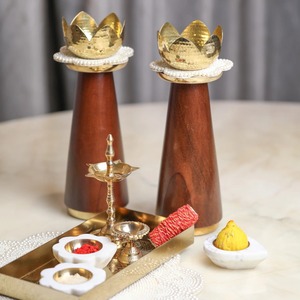 Wooden Six Column <b>Candle</b> <b>Holder</b> Suitable For Home Decor Table Centerpiece And Festive Lighting Handcrafted From India - Product Image 5