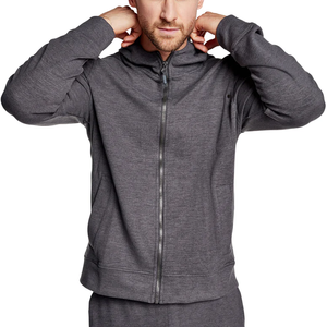 Custom <b>Grey</b> Full <b>Zip</b> <b>Hoodie</b> <b>Men</b> Pullover Fitness Cotton 320gsm <b>Hoodie</b> - Product Image 1