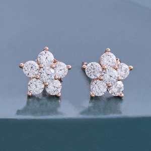 92.5 <b>Silver</b> <b>Stud</b> <b>Earrings</b> Trendy Flower Shape Zircon Diamond Pearl Platinum Main for Wedding Engagement Party Gift-Model 152997 - Product Image 1