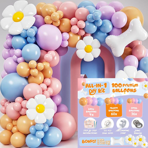 Kit de décoration de fête d'anniversaire Daisy Garden : <span class=keywords><strong>Mur</strong></span> de fleurs, ballons ronds, bouquet, guirlande et arche - Product Image 6