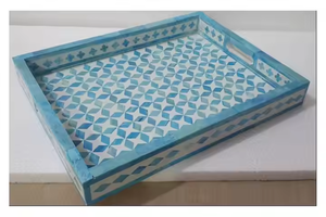 Bandeja de servicio antigua, bandeja de incrustaciones de hueso hecha a mano india con diseño de resina Floral para decoración del hogar, almacenamiento de cocina, servicio de comida de lujo - Product Image 6