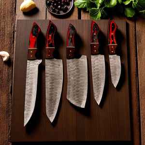 Juego de Cuchillos de Chef Profesionales de Acero de Damasco Hechos a Mano de Primera Calidad con Mango de Madera, Cuchillos de Cocina de Alta Calidad para Regalo - Product Image 6