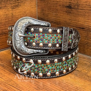 Cinturón de lujo con tachuelas de cuero de vaca genuino antiguo para hombres y mujeres, cinturones de cuero de grano completo para fiesta informal Vintage personalizados - Product Image 1