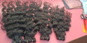 100 grammes d'extensions de cheveux vierges indiens ondulés naturels faisceaux de tissage de cheveux avec longueur étirée pouces - Product Image 2