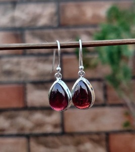 Boucles d'oreilles en pierres précieuses grenat Bijoux pour femmes Bijoux en argent style bohème Boucles d'oreilles en argent sterling 925 Tendance Boucles d'oreilles faites à la main Cadeau pour elle - Product Image 2