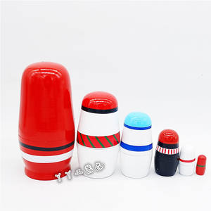 6 pezzi di Babbo Natale e pupazzo di neve in legno russo nidificazione bambole matrioska dipinte a mano per il regalo di natale e decorazione della casa - Product Image 1
