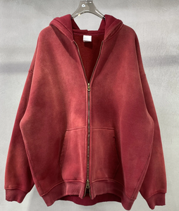 Sudadera con Capucha Lisa Retro Vintage al por Mayor para Hombre, 400 GSM, Sudadera con Capucha Doble con Cremallera Completa, Sudadera con Capucha Desteñida por el Sol - Product Image 6