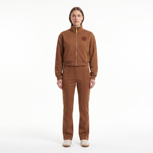 Custom Recycled Nylon Tricot Retro Tracksuit Set High Waisted Flare Pants Cropped Blouson <b>Jacket</b> for <b>Women</b> OEM Sialkot XXS-6XL - Product Image 1