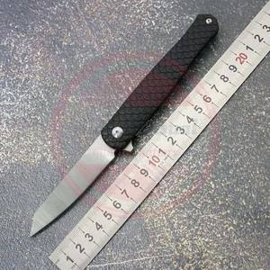 Couteau pliant en acier Damas fait main avec gaine en cuir fin couteau de poche de camping couteaux à manche en bois - Product Image 6