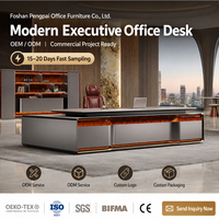 Ensemble de bureau de direction de luxe avec armoire de rangement assortie, table de PDG moderne pour projets commerciaux