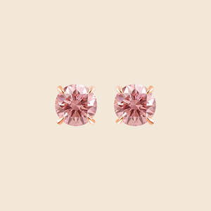 Boucles d'oreilles clous scintillantes en or rose massif 14 carats avec diamants ronds roses de laboratoire 0,66 carat F+-VS, idéales pour le quotidien et les cadeaux - Product Image 2