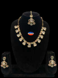 Kundan pierre perle alliage femmes collier boucle d'oreille ensemble bijoux de mode pour ethnique fête porter pour mariage fiançailles anniversaire - Product Image 3