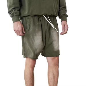 Shorts de lavage à l'acide de qualité supérieure pour hommes Baggy Hip Hop Streetwear Vintage lavé décontracté strass Shorts - Product Image 3