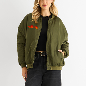 Custom made 100% polyester windbreaker Varsity Jacket for women's High Quality custom Chenille embroidery Patches ladies jacket - Product Image 6