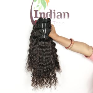 Meilleurs cheveux humains en ligne directement de l'Inde Paquet de cheveux humains indiens vierges Remy traités à la machine à double trame Bouclés bruts naturels - Product Image 2
