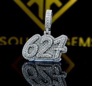 Colgante de hip hop, collar de diamantes de moissanita, joyería de plata de ley 925, colgante de moissanita personalizado de fábrica con letra de nombre para hombre - Product Image 1