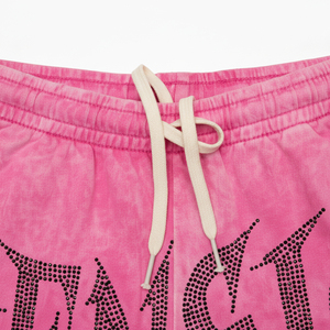 Short gothique vintage à strass 100% coton avec cordon de serrage fermeture à la taille solide séchage rapide respirant meilleur prix personnalisé OEM - Product Image 3