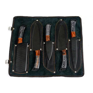 Juego de Cuchillos de Chef Burraq Profesional de 5 Piezas, Acero al Carbono, Mango de Madera Hecho a Mano, Ecológico, Apto para Lavavajillas, Regalo para Chefs y Cocineros, Personalizable - Product Image 4