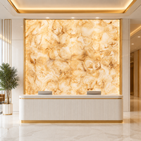 Panneau de granit artificiel moderne de couleur jaune translucide, ignifuge, imperméable, personnalisé pour les murs d'hôtel, les comptoirs de bar, les escaliers
