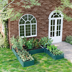 Outsunny Set di Fioriere Rialzate in Acciaio Grandi 2,4 x 2,4 m, Arredo Giardino Contemporaneo per Esterni - Product Image 2