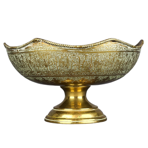 Cuenco de Pedestal de latón de alta calidad con acabado pulido grabado para mesa de cocina cuenco para servir vajilla cuenco - Product Image 2