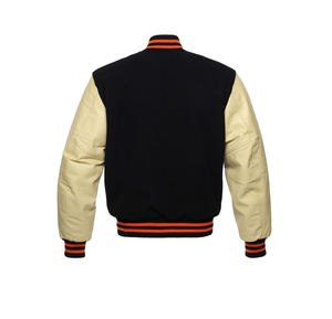 Chaqueta universitaria personalizada hecha de lana premium y cuero PU disponible al por mayor con bordado de logotipo y etiqueta privada - Product Image 4