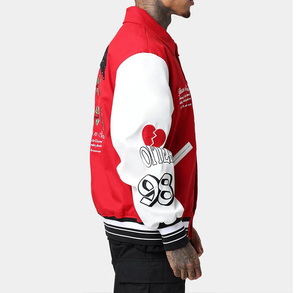 Chaquetas universitarias bordadas de retazos de chenilla personalizadas, estilo de béisbol universitario con cuello levantado para hombres y mujeres, estilo Letterman - Product Image 4