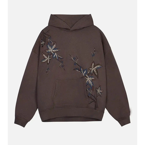 OEM New Fashion Heavyweight Cotton Embroidered <b>Patch</b> Sweat Suit Distressed Embroidery hoodies for Men - Product Image 1