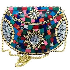 Sac à main en toile artisanal indien, sac à main en mosaïque, couleur personnalisée, sac de voyage multifonction pour femmes - Product Image 2