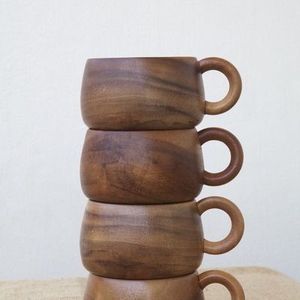 Tasse à thé en bois naturel en bois pour vin café eau boissons chaudes et froides tasse à boire, thé en bois de style japonais - Product Image 1