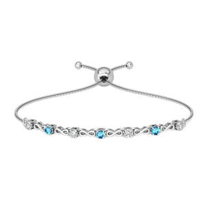 Pulsera CLARA de Plata Pura 925 con Símbolo de Infinito Azul, Bañada en Rodio y Oro, Amuleto Religioso con Zirconia, Regalo Religioso - Product Image 1