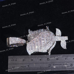 Pendentif Fleur de Rose Iced Out en Argent, Style Hip Hop Bling, Charme Moissanite Diamant, Bijou Tendance pour Hommes et Femmes - Product Image 4