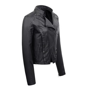 Chaqueta de cuero genuino de invierno 2023 para mujer, cuello levantado, cremallera, relleno de algodón teñido largo liso a la moda, talla XL, punto sólido - Product Image 1