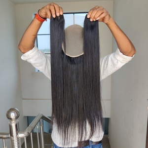 Vagues brésiliennes non transformées sud de l'Inde Cuticule vierge crue alignée HD dentelle lâche couleur naturelle profonde Remy Extensions de cheveux - Product Image 2