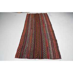 3.3x7.4 ft Rug, Turkish Vintage Area Rug, <b>Red</b> Kilim <b>Wool</b> Rug - Product Image 3
