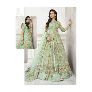 Trois pièces Salwar Kameez robe lourde broderie travail style indien pakistanais en coton de soie pour la fête pour des occasions spéciales - Product Image 6