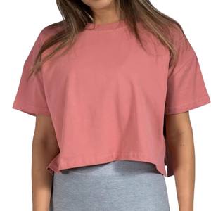 T-shirt court à col rond pour femme, décontracté, tendance, sexy, nouveau, été, lettres, manches courtes, couleur unie, t-shirts courts - Product Image 1