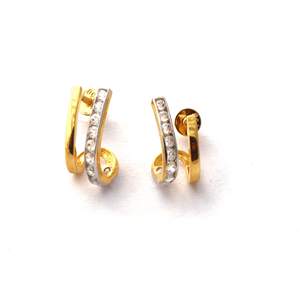 Pendientes de tuerca minimalistas de diamantes reales de oro sólido amarillo de 14K para mujer - Product Image 1
