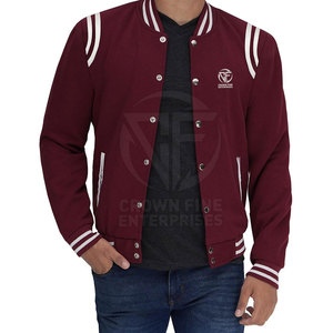 Veste Letterman pour hommes de haute qualité Nouveau design Couleur unie Col montant Chaud 100% Coton Streetwear pour l'hiver - Product Image 3